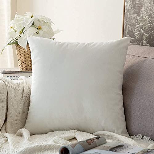 Khooti Velvet Cushion Cover, 24x24 | Pure White | Pack of 1 | Solid Plain Soft & Smooth, Decorative Cushion Covers for Living Room, Bedroom, Couches, Chairs, Sofas, Beds & Home Decor