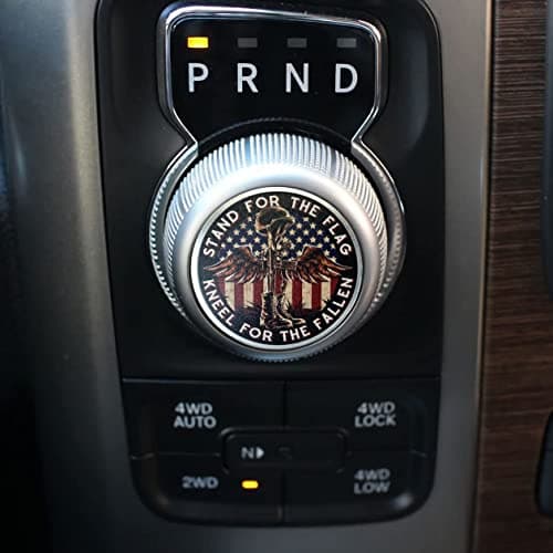 HANNHAI Gear Shift Switch Knob Cover Aluminium Dial Shifter Trim Plate for Dodge Ram 15002500Dodge Durango Chrysler 300200 Battlefield Cross Stand for The Flag Kneel for The Fallen Patriotic