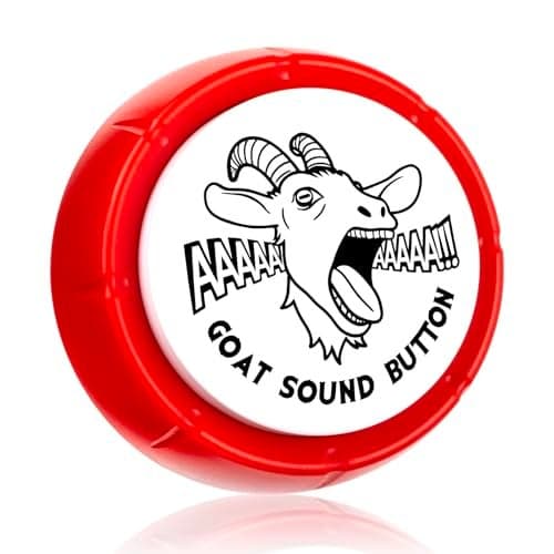 FunisFun Goat Desk Toy with Goat Squeak Funny Button with Sheep Sound for White Elephant Gag Gifts Men Women Office Gifts for Dad from Daughter Son Novelty Toys for Playing Jokes