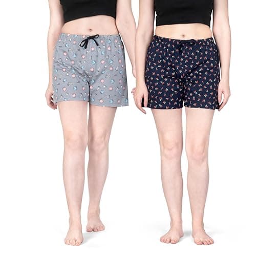 Real Basics Women's Regular Shorts (RB-W-Shorts-XXL-P2-S4(Coffee+Cherry)_Multi-Coloured_XXL)