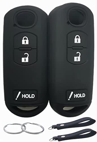 REPROTECTING Silicone Rubber Key Fob Cover Compatible with 3 Buttons 20102019 Mazda 3 6 CX3 CX5 CX7 CX9 Black Black