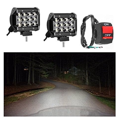 A2D 12LED 36W (Watts) Cree LED 6000K Bike LED Fog Light Lamp Assembly White Set of 2 with Switch Compatible with Bike of Royal Enfield Classic 350
