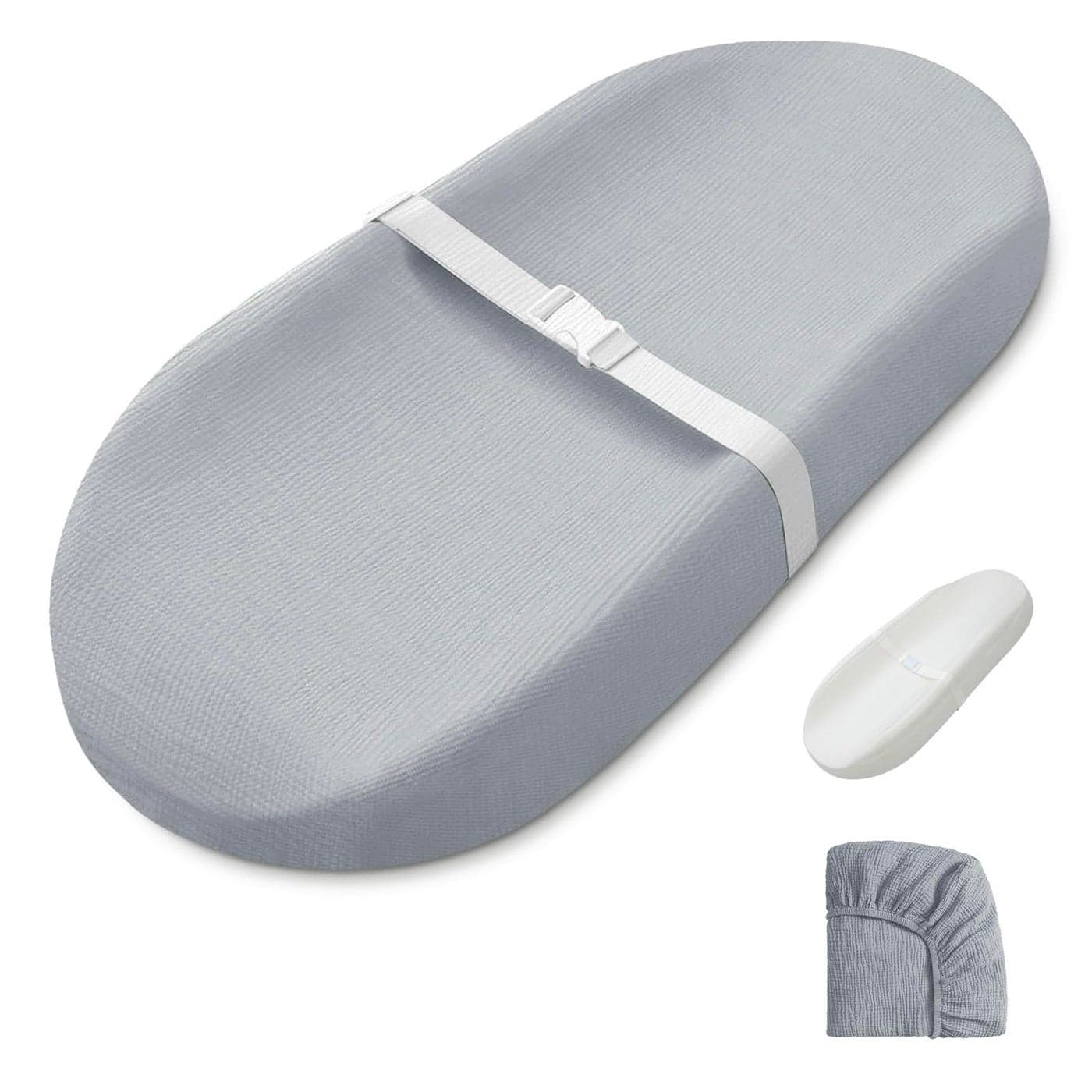 Blissful Diary Muslin Baby Changing Pad with Waterproof Lining Foam Diaper Changing Table Pad with Cover for Dressers Gray Avocado