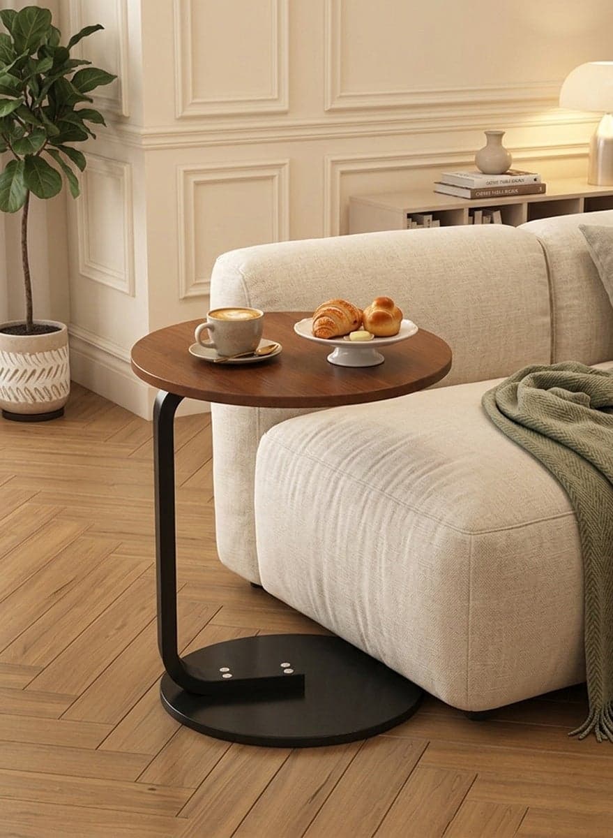Nordic Style Round Coffee Table – Sturdy Sofa Side Table or End Table for Living Room, 40x40x60cm