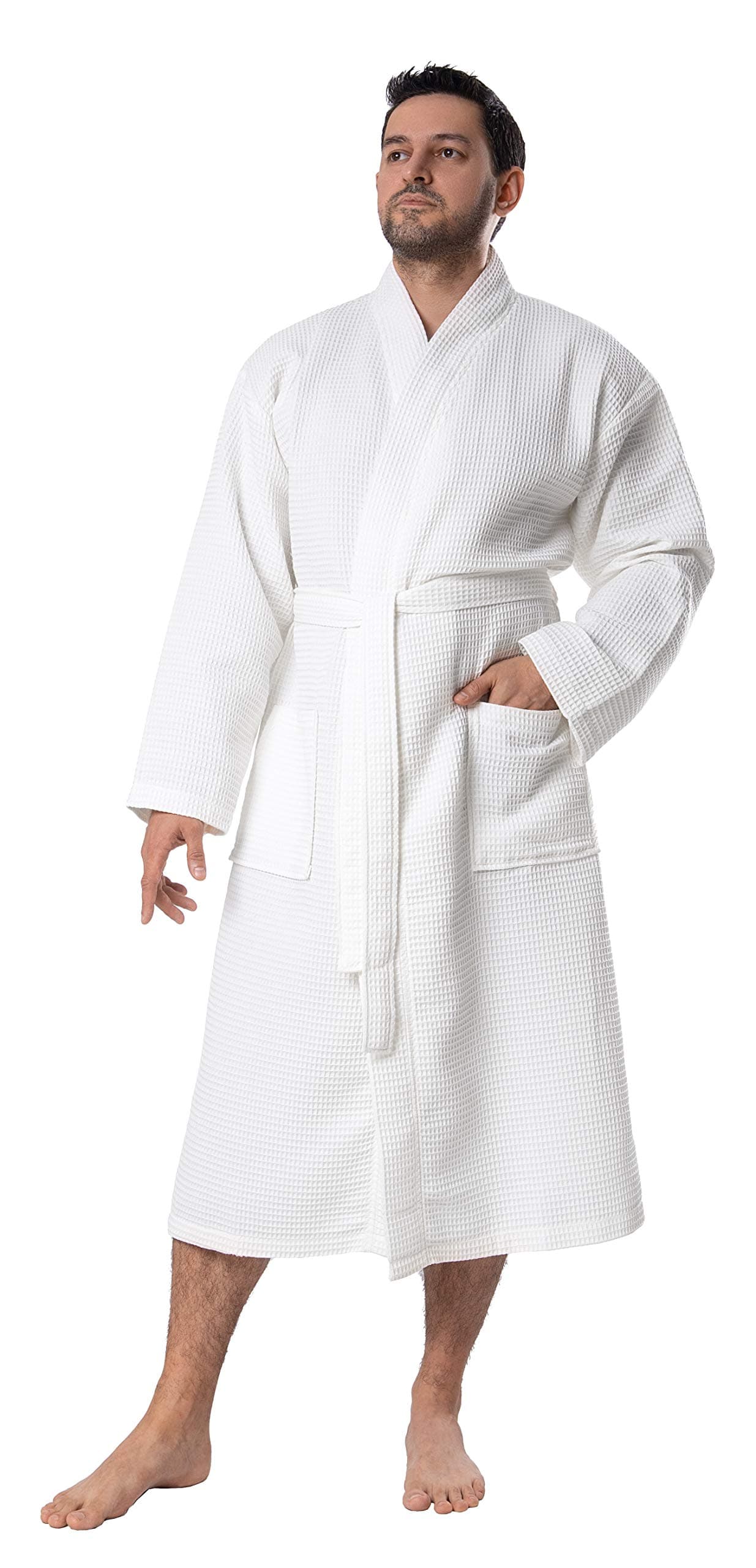 BAGNO MILANO Mens Robes, Waffle Robes For Men, Turkish Cotton Mens Bathrobes (US, Alpha, Medium, Large, Regular, Regular, White)