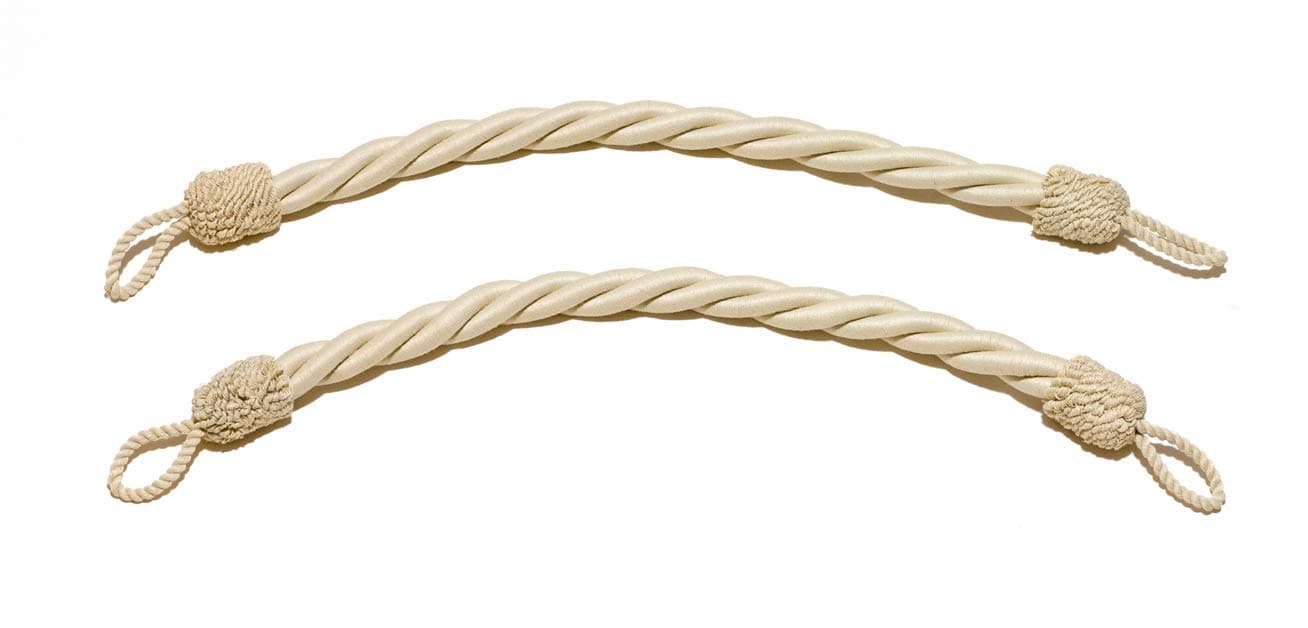 Traditional Rope Tieback, 18" Spread (45.5cm), 1" (2.5cm) Thick (Style# 0100RTB) Off White Ivory #A3 (Ivory, Cream Ivory, Off White) Pack of 2
