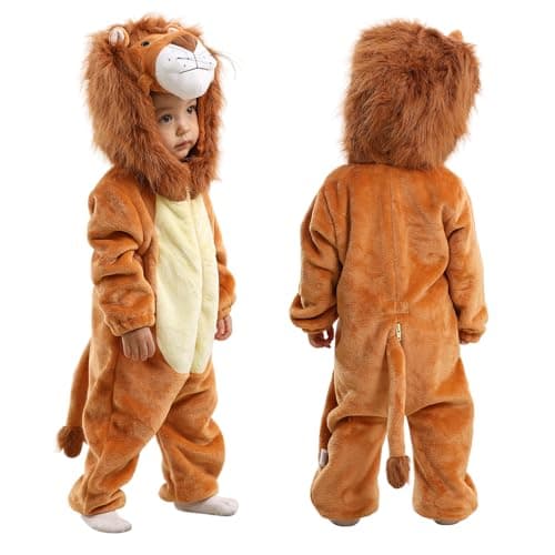 TONWHAR Infants Toddlers Halloween Cosplay Lion Costume Kids' Animal Outfit Snowsuit(12-18 Months,Lion)