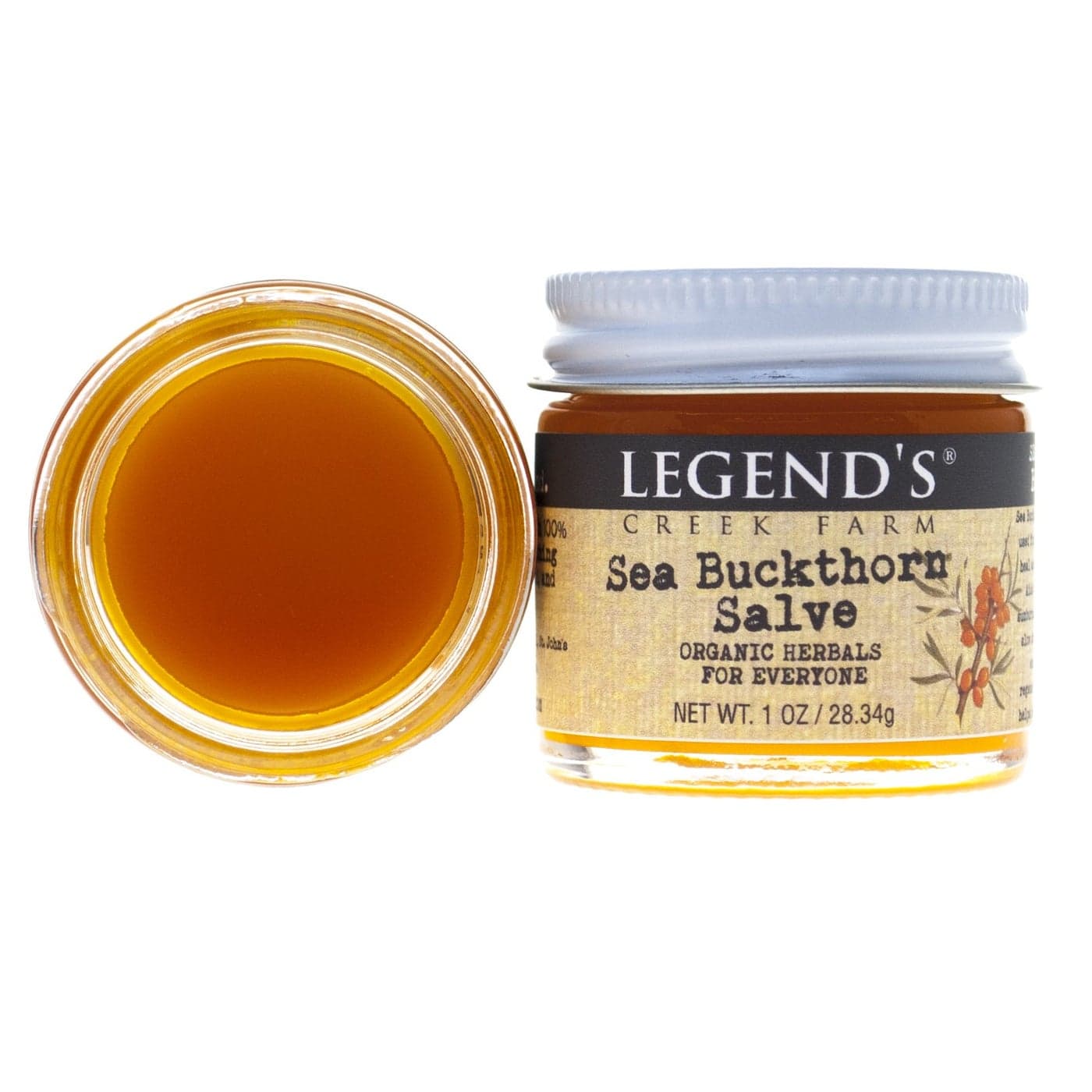 Legends Creek Farm Herbal Salve Healing Ointment with Sea Buckthorn Oil St Johns Wort Natural Balm for Dry Skin Skin Irritations 1oz Organic Healing Balm Handmade in USA Sea Buckthorn