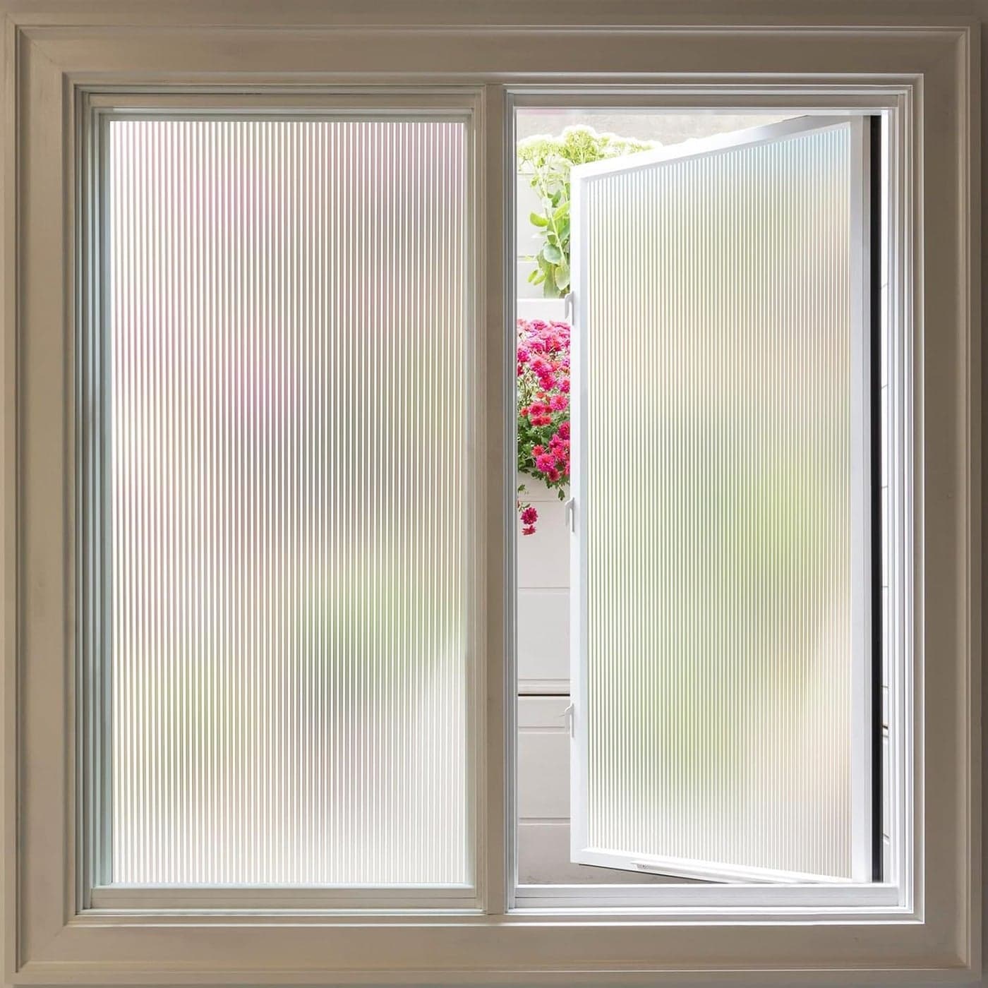 Privacy Decorative Sheet for Window Glass 3D Fluted Design Waterproof and Self Adhesive Window Film Glass Cover Uv Protection Window Films Sticker Reeded Window Film 1 x 4 Ft