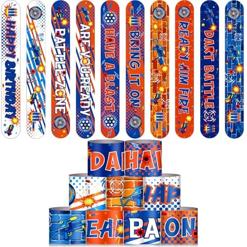 Civaner Slap Bracelets for Kids 40 Pcs Dart Battle Slap Wristbands Dart Gun Themed Party Favors for Boys Birthday Party Gifts School Classroom Prize Exchange 10 Styles