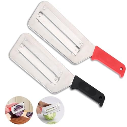 Cabbage Chopper Shredder 2 Pack Cabbage Cutter Knife Kitchen Slicer Sauerkraut Cutter Coleslaw Grater Sharp Stainless Steel Blades Black Red Handle