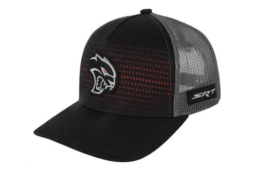Dodge SRT Hellcat Redeye Logo Embroidered Patch Snapback Trucker Hat BlackCharcoalRed 2024
