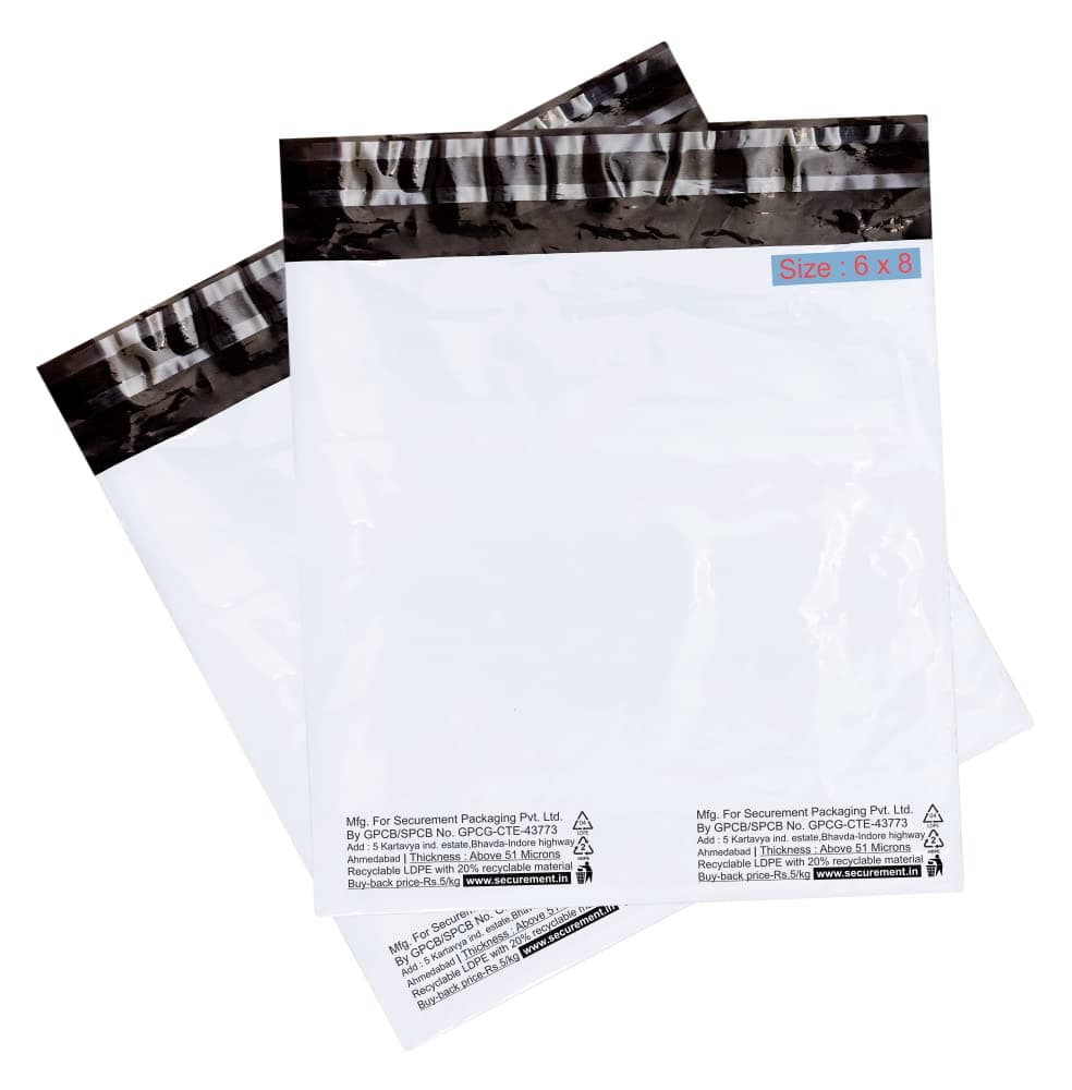 SECUREMENT® Courier Bag/Envelopes/Pouches/Cover/packing bags without POD (NO-POD) (51 Microns) Tamper proof/Security bag (6x8, 100)