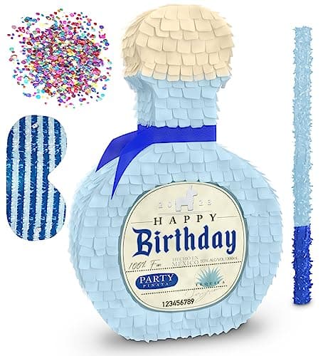 Jergrim Piata Tequila 4piece bundle Perfect for Adults Party Decorations Centerpiece 50th 40th 30th Birthday Photo Prop Funny Anniversary 21st birthday fits piata stuffers candy