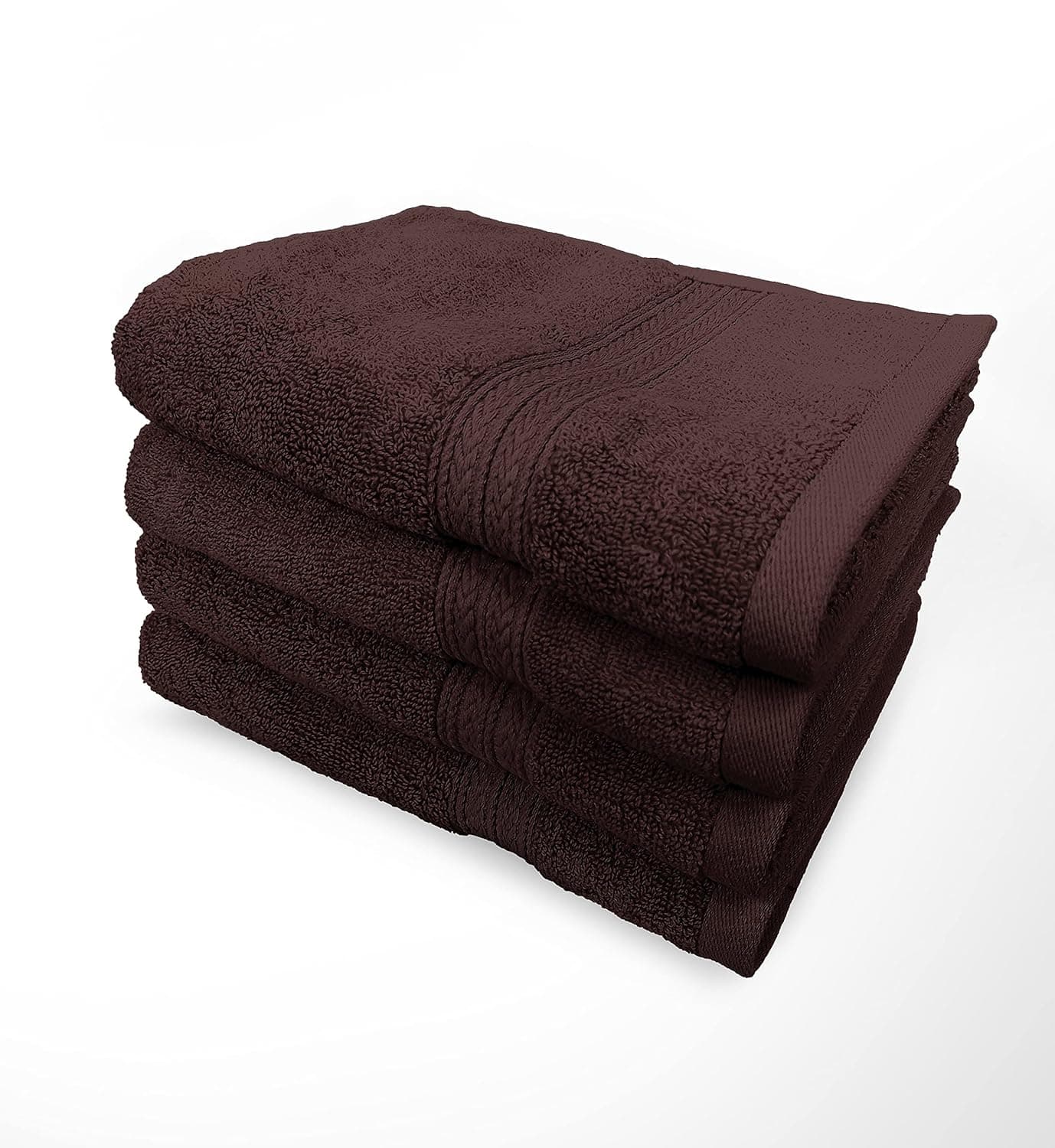 Welfic Bamboo Cotton Super Soft Hand Gym Workout Towel Set of 4 Brown