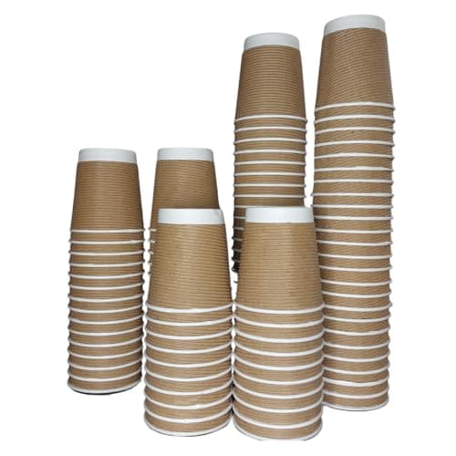 Prakriti ESSENCE Ripple Paper Cups with Leak-Proof | Non-Slip | Insulated Triple Layer - Ideal for Hot & Cold Beverages | Coffee | Party Cups (200 ml, 100 Pcs, Brown) (100)