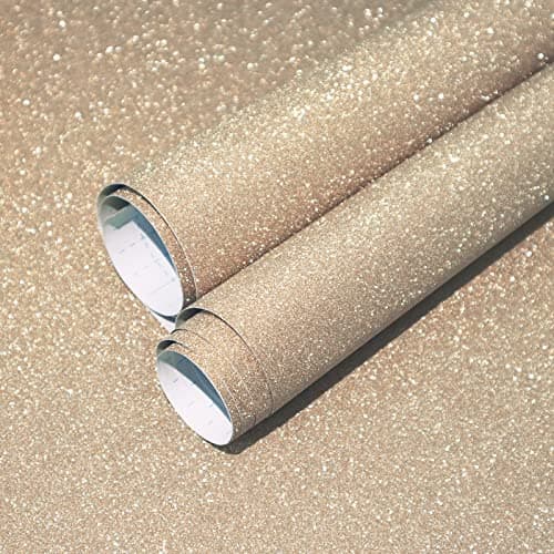 Kitico Glitter Champagne Peel and Stick Wallpaper - Self Adhesive Contact Paper for DIY Decoration 17.7"x197"