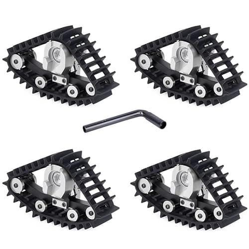 TRX4M Track Snow Tires 4Pcs TRX4M Track Wheels Snow Tires with LShaped Wrench Installation Tool for 118 RC Crawler Car TRX4M Upgrade Accessories Silvery