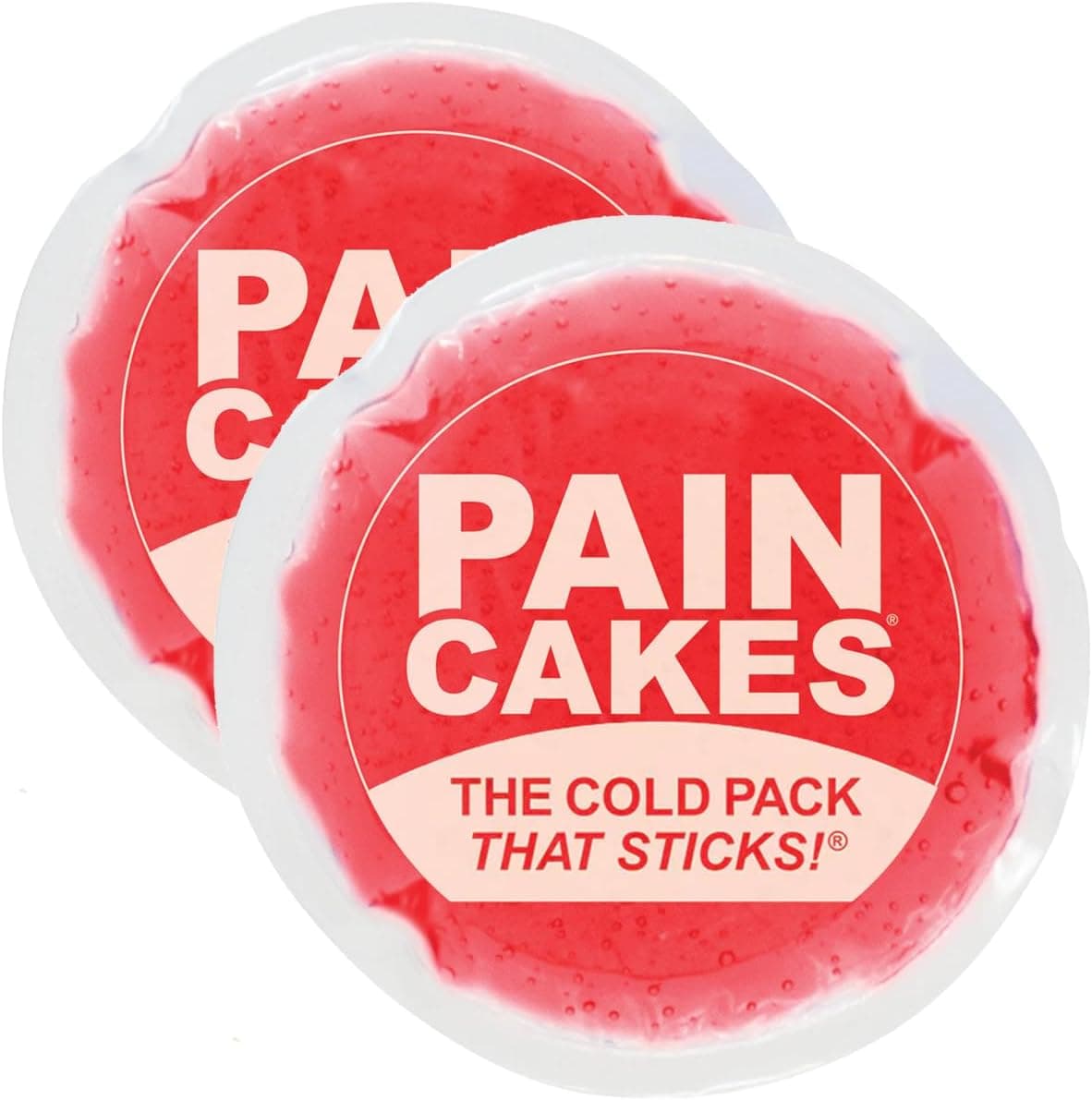 PAINCAKES Reusable Sticks to Body Round Cold Pack 2 Count 5 Large Red Stickable Ice Pack for Targeted Cold Therapy Perfect for Injuries and Small Areas LatexFree Cold Compress