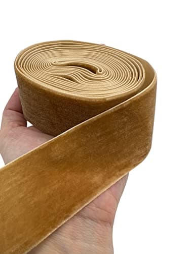 PEPPERLONELY 3 Yards Single Face Velvet Ribbon 38MM 15 Inch Khaki