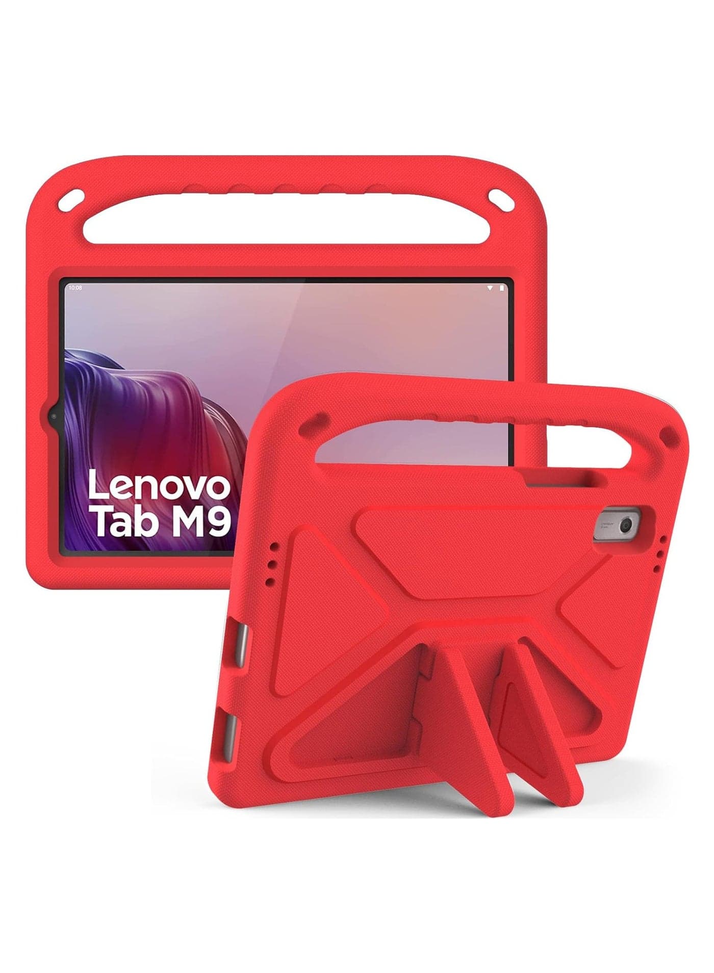 Kids Case Compatible with Lenovo Tab M9 9.0 inch 2023 (TB-310FU/TB-310XU), Light Weight Shock Proof Handle Stand Kids Friendly Protective Cover Case EV A Tablet Case (Red)