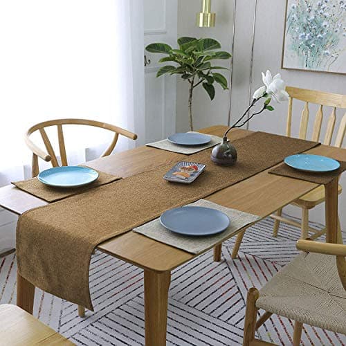 Khooti Jute Dining Table Runner for 4 to 6 Seater | 12 x 72 inches | Light Umber | Heat Resistant | Table Runner for Dining Table , Coffee Table , Centre Table , Wedding Party | Two Sided | Washable