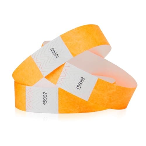 100 WristCo Neon Orange Tyvek Wristbands for Events Tamper-Proof Design & Fluorescent Color Prevent Reuse Premium-Grade Bracelets for Hospital & Medical ID, Party & VIP Identification
