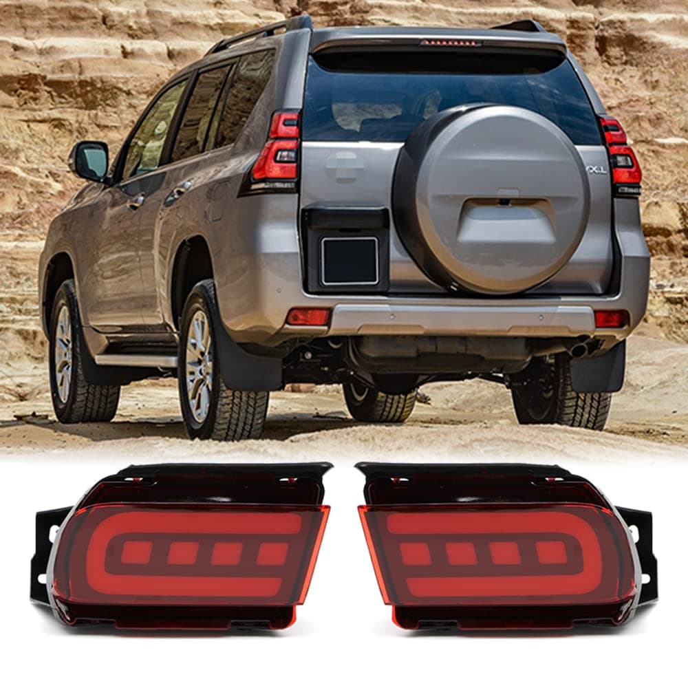 Dreamseek Rear LED Reflector Tail Light for Toyota Land Cruiser Prado 20102021 Brake Bumper Lamp with Dynamic Sequential Turn Signal Red Lens