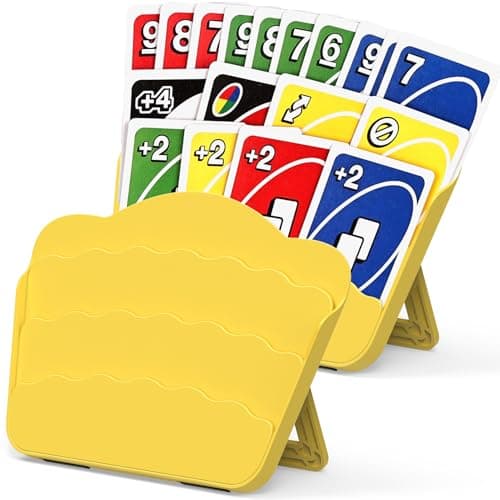 Tenyond Card Holders for Playing Cards 2 Pack Playing Card Holder wFoldable Stand for Stocking Stuffer Travel Game for Senior Little or Arthritis Hand UNO Poker or Holiday Game Night Yellow