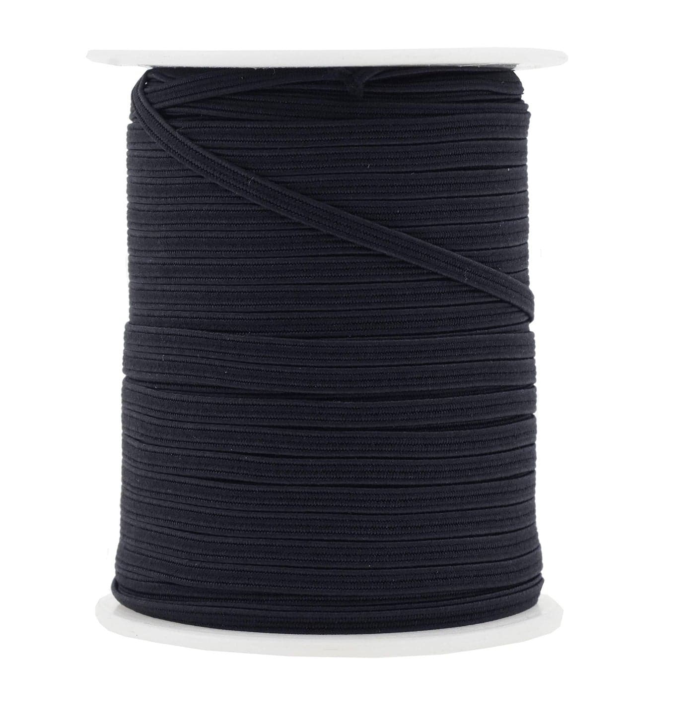 Mandala Crafts 3mm 50 Yds Roll of Black Elastic Bands for Sewing - 1/8 Flat Elastics Cord - 1 8 Inch Braided Stretch Straps for Crafting