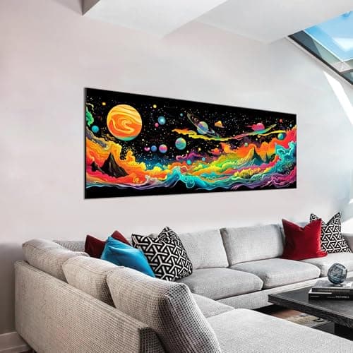 VAIIEYO Large Diamond Art Kits for Adults Planet Diamond Art Mountain Landscape Large Diamond Painting Kits Full Drill Round Rhinestone Craft Canvas for Home Wall Decor Gift 12x31 inch