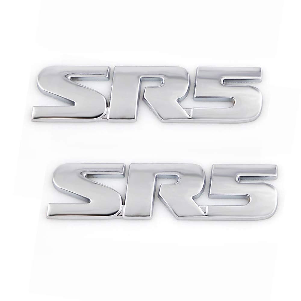 2X SR5 Emblem 4X4 Car Side Fender Rear Tailgate Decal Metal Sticker Badge Suitable for Tacoma Silver