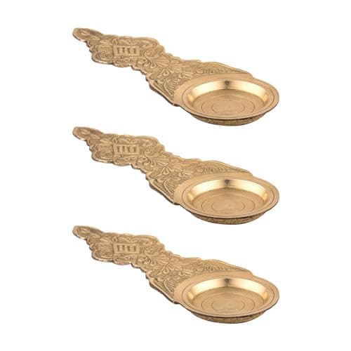 DOKCHAN Brass Embossed Kapoor aarti/Kapoor dani Brass/Kapoor Burner/Golden Color Kapoor Holder with Handle for Pooja, aarti (5.5 in, 1.00)