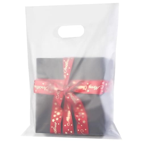 GoClimber 100 Pack Clear Plastic Bags, 9"x12" Merchandise Bags With Die Cut Handles for Retail, Small Business, Boutique Stores, Gifts