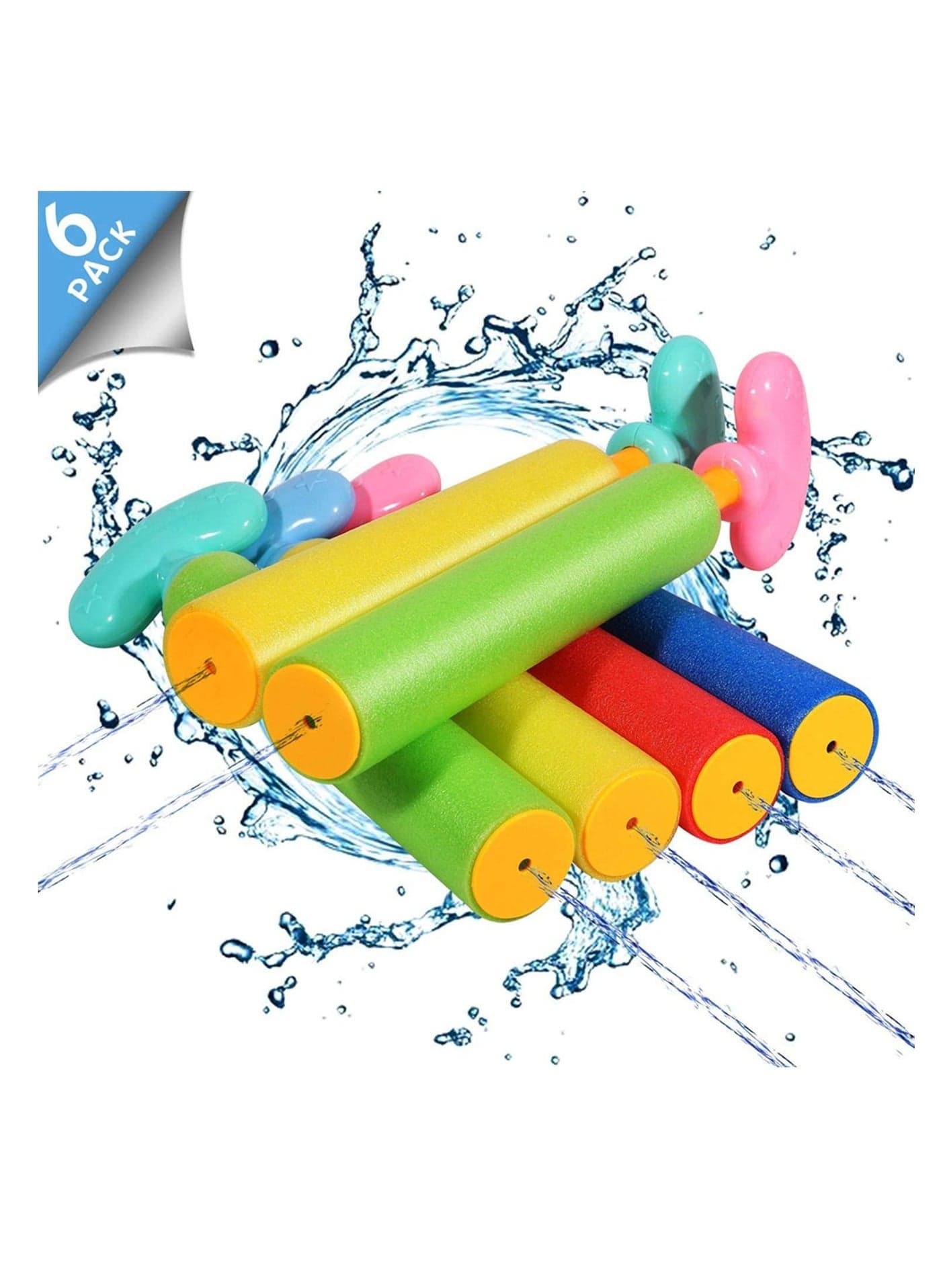 Water Gun Toy, 6 Pack Foam Water Blaster Set Pool Toys for KidsAdult Water Toy Blaster Shooter Swimming Summer, Pool Outdoor Beach Play Game Toy