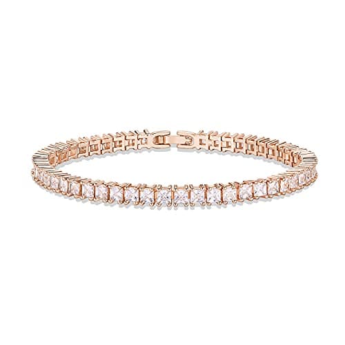 PAVOI 14K Gold Plated Cubic Zirconia Classic Tennis Bracelet | Rose Gold Bracelets for Women | 3mm CZ, 7 Inches