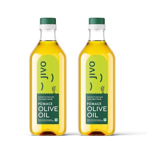 Jivo Pomace Olive Oil, 1L (Pack of 2) for Cooking, Recommendable for Roasting Dressings Salad and Soups, Dips & Marinades Healthy Oil for Daily use Baking All type of Cuisines.