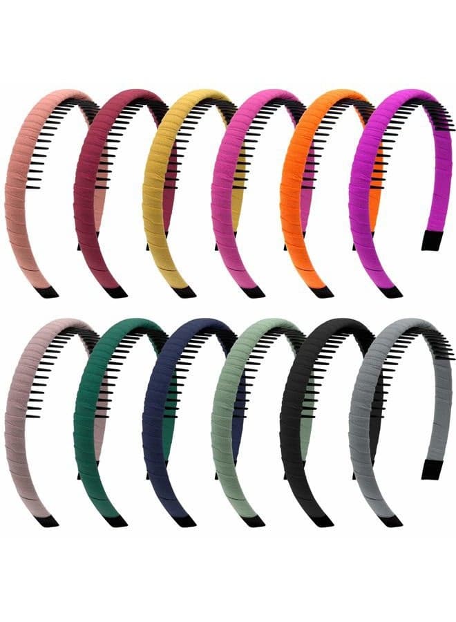 12 Pieces Teeth Comb Headband Non-slip Hair Headbands Colorful Teeth Headbands for Girls and Women, 12 Colors