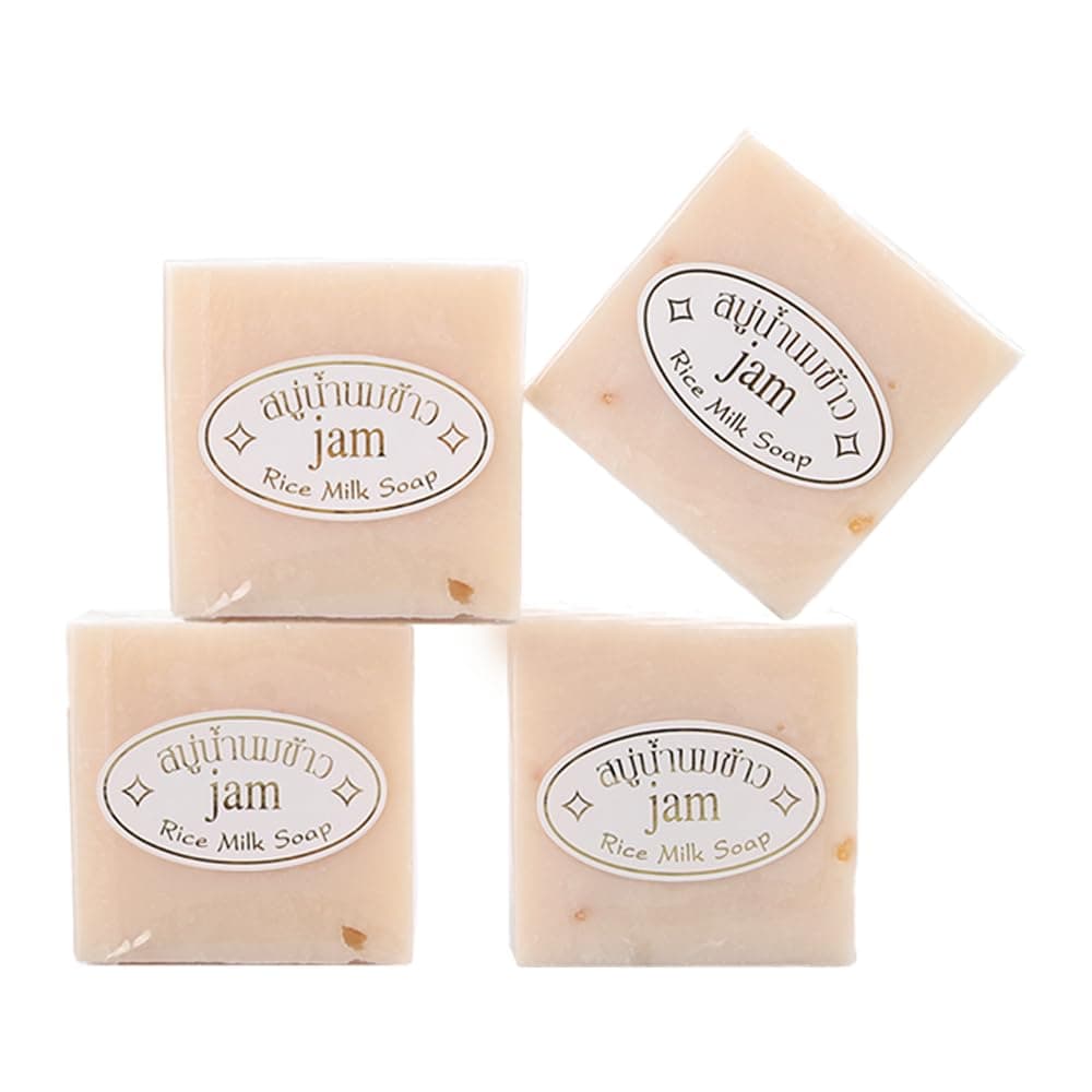 4 PCS of Thai Rice Soap 65g Original Bath Soap Handmade Soap 8 Pieces Cold Process Soap 12 PCS Rice Milk Soap Facial Soap Gift Soap 4PCS