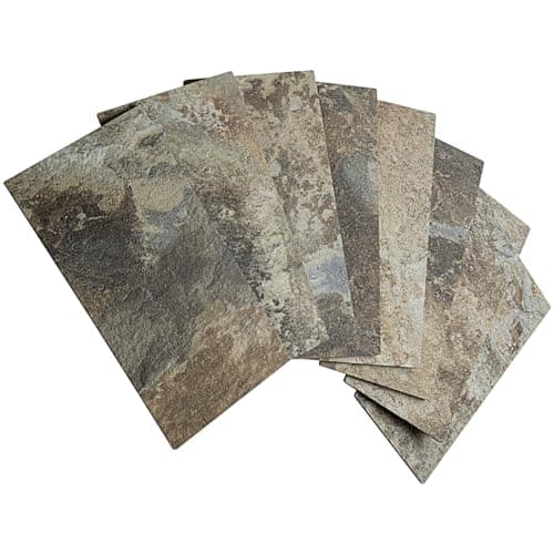 AULIGET 4-Piece Beige & Brown Slate Peel and Stick Backsplash Wall Tiles, 3" x 6" PVC Faux Stone Stick on Tile for Backsplash Kitchen, Bathroom, Laundry Room, Camper, Fireplace