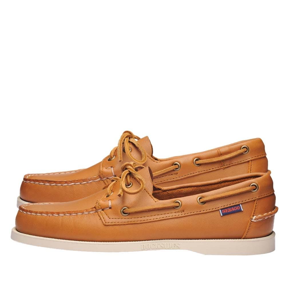 Sebago Portland Boat Shoes FullGrain Leather Moccasins Handsewn with Leather Sock Lining and NonMarking SlipResistant Sipped Rubber Outsoles Brown Tan 8 Regular