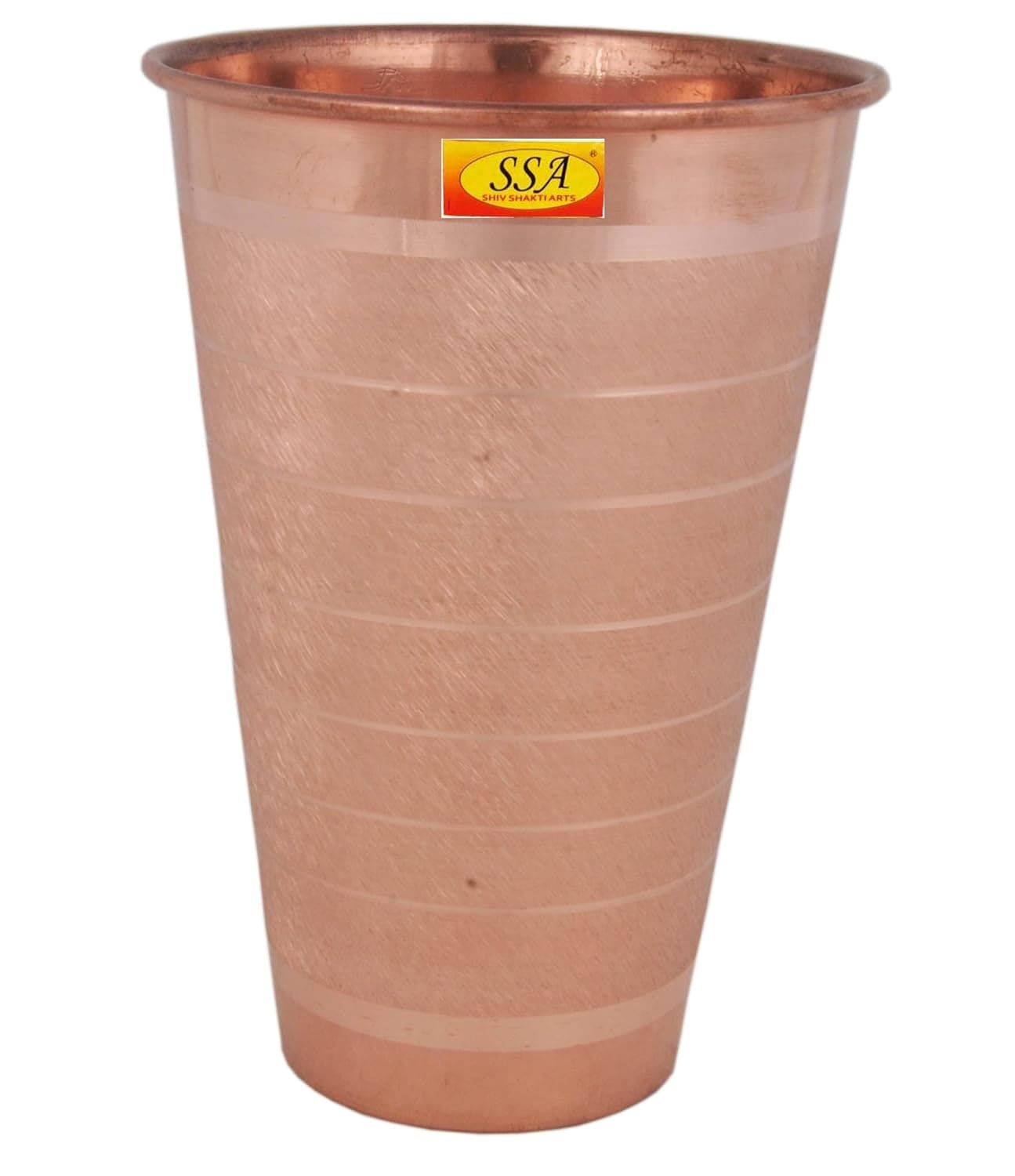 Shiv Shakti Arts® Pure Copper Glass Big Silver Touch Lassi Tumbler Glass, Serving Drinking Water, Benefit Yoga Ayurveda, 650 ml 1 Piece Set (Brown)
