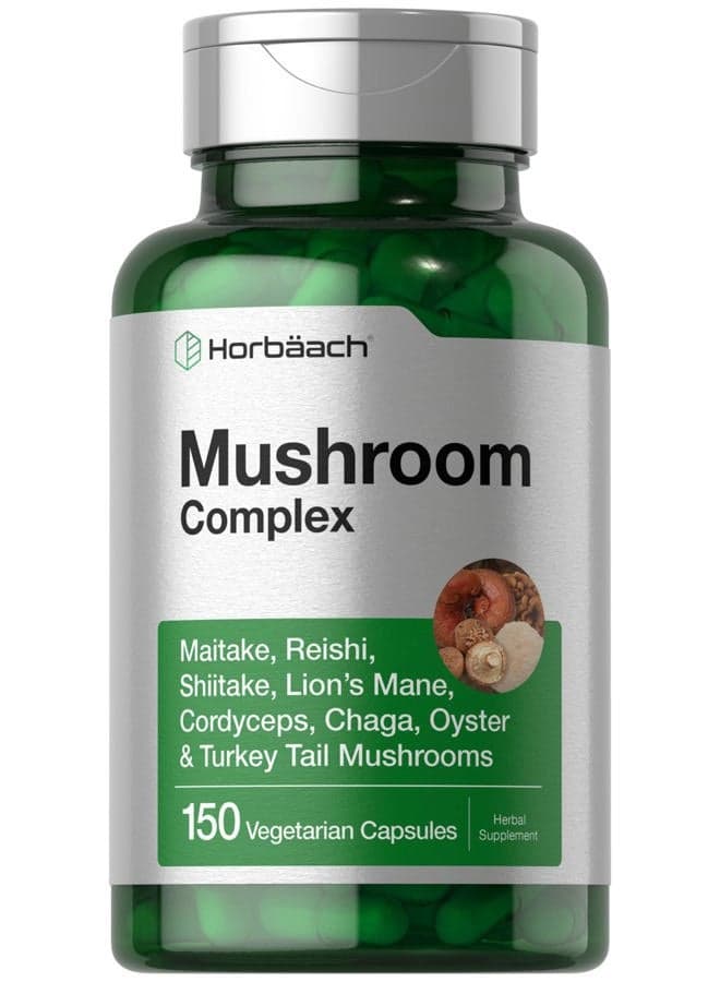 Mushroom Complex Capsules | 150 Count | Reishi, Chaga, Lions Mane, Cordyceps, Maitake, Shiitake, Oyster and Turkey | Non-GMO & Gluten Free Supplement