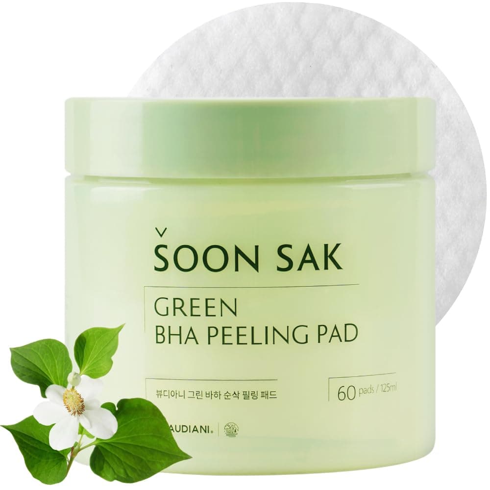 Green BHA soon sak peeling pad 60pads facial peel Korean toner pads exfoliating pads pore tightening soothing hydrating skincare pads chemical peel pads fruits extract