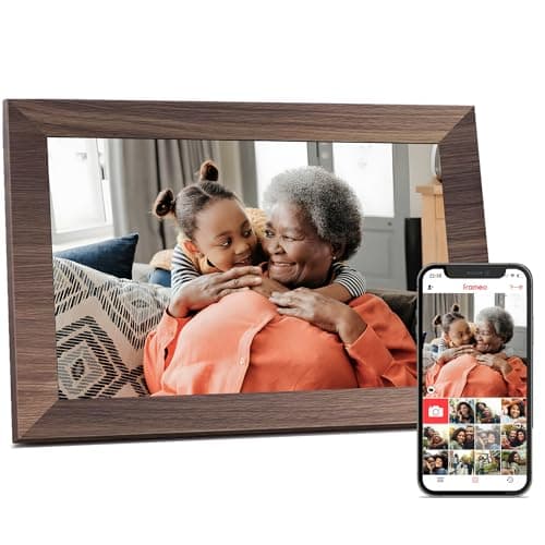 Digital Picture Frame Frameo WiFi 101 Inch 1280 800IPS Touch Screen Digital Photo Frame 32GB Memory AutoRotate Share Videos Pictures Birthday Gift for Friend Family Wood Color Plastic Frame