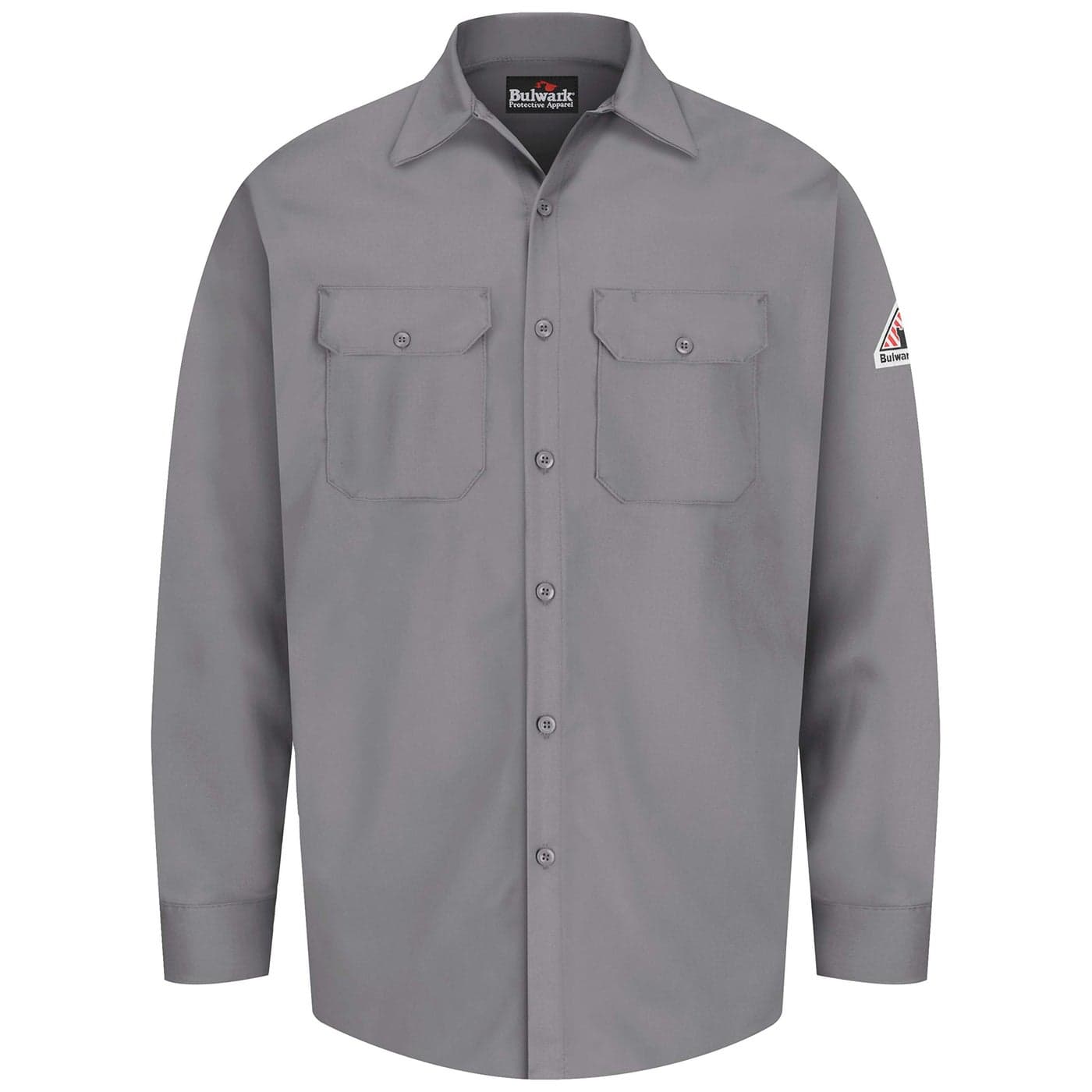 Bulwark Mens Flame Resistant 7 oz Cotton Work Shirt with Sleeve Vent Silver Grey Small