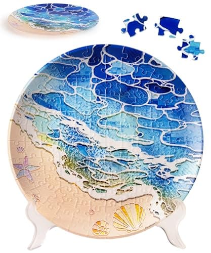 PieceRelax 3D Puzzle Plate 124 Pieces Shells and The Sea Jigsaw Puzzle for Adults Decorative Plate with Durable Plastic Pieces Ideal Gift for Home or Office Dcor PL1011