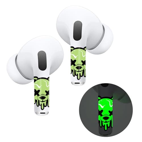 RockMax for AirPod Skins Wraps, Glow in The Dark Stickers for Earbuds, Luminous Bear Wrap Decals for AirPods Pro 3/Pro 2/Pro, Gen 1/2/3/4, Long-Lasting, Easy Identify, Gift for Boy and Girl