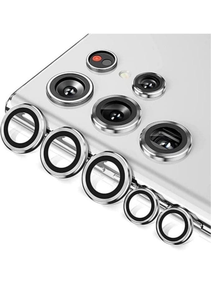 Samsung Galaxy S23 Ultra Camera Lens Protector, 9H Tempered Glass Camera Cover Screen Protector Metal Individual Ring, S23 Ultra 5G 2023 (Silver)