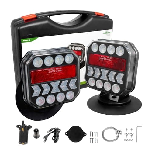 Agrieyes USBC Wireless Trailer Lights Adjustable Magnetic Tow Light with Retroreflectors Rechargeable Towing Light Kit Reverse for Trucks Boat RV Vehicle Caravan